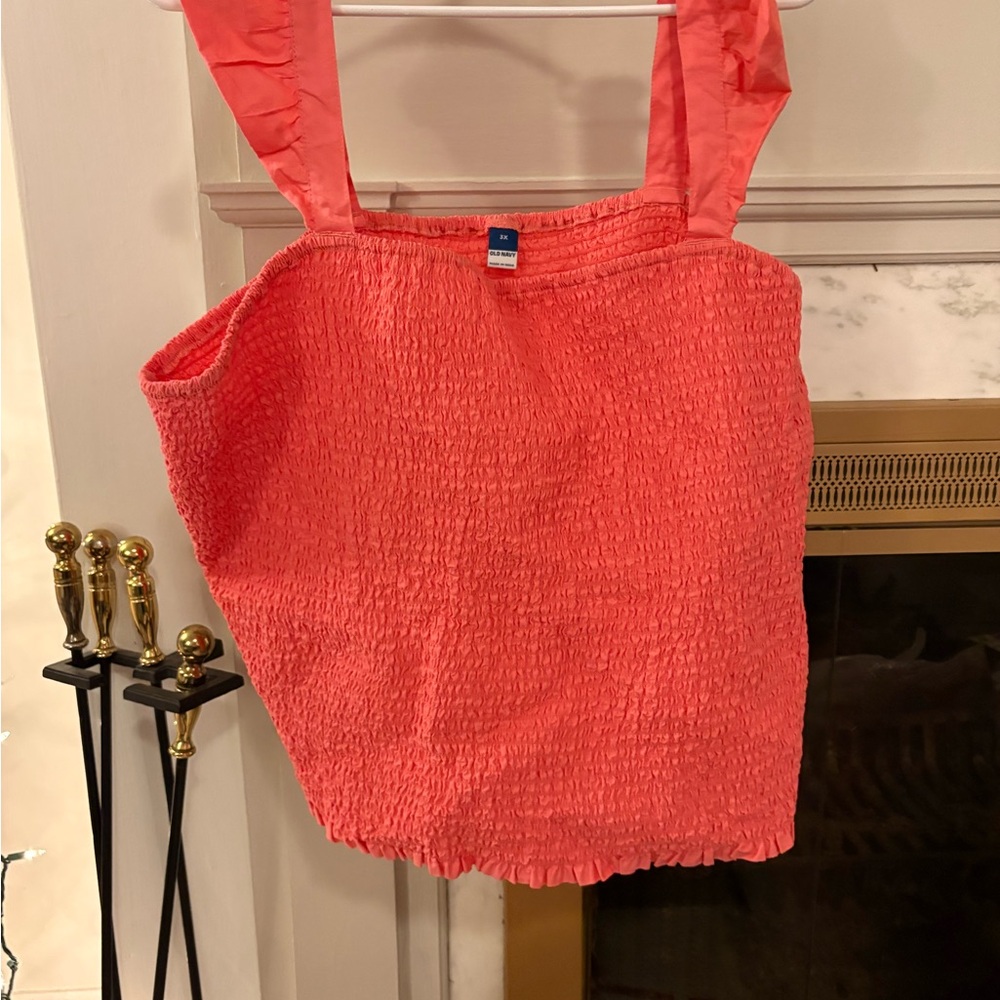 Old Navy Coral Smocked Tube Top new worn once